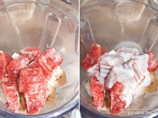 Strawberry-banana shake with homemadeyogurt