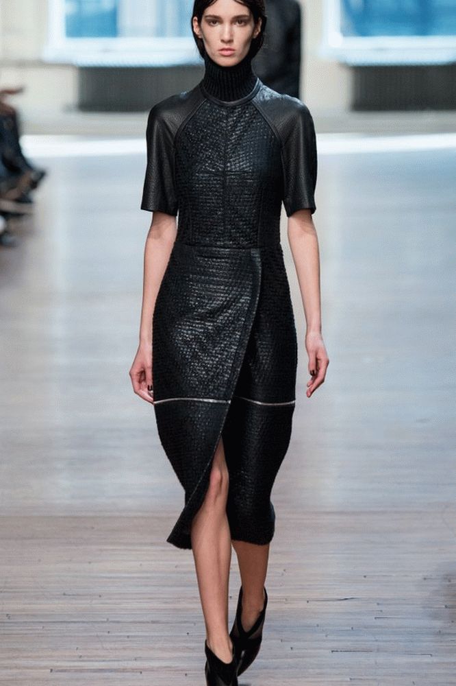 leather dress under the throat