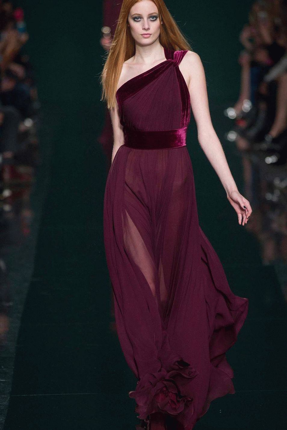 light chiffon dress with open shoulder