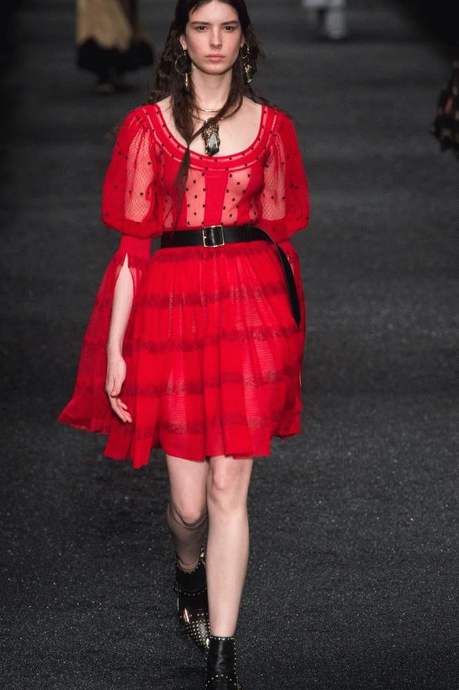 dress with a voluminous skirt under the belt