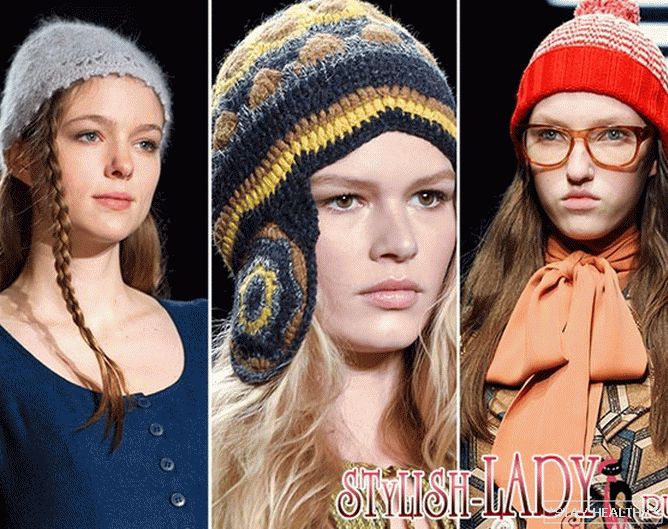 модные вязаные шапки осень - зима 2015 - 2016, фото