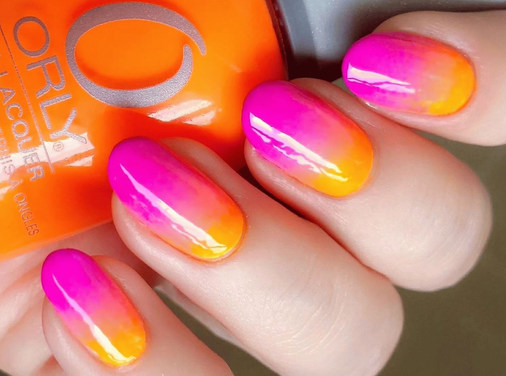 Variant of bright ombre manicure