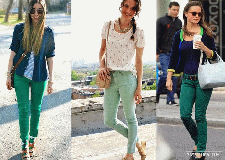 зеленые джинсы, фото