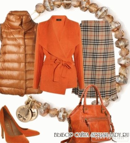 What to wear with orange кардиган, фото