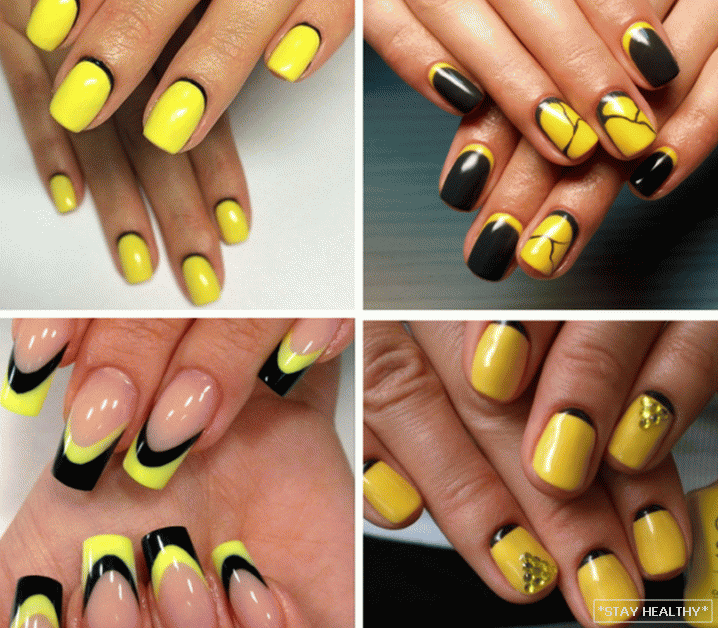 черно - желтый лунный manicure