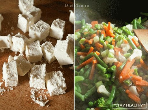 Vegetable pudding with feta and cherry tomatoes