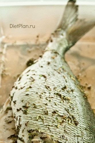 Sea bass baked on a vegetable cushion