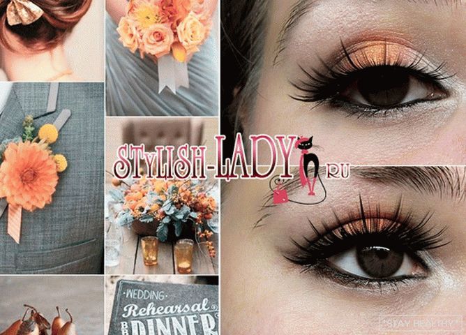 Makeup with orange shades for brown eyes