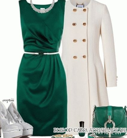 C чем носить зеленое платье, фото